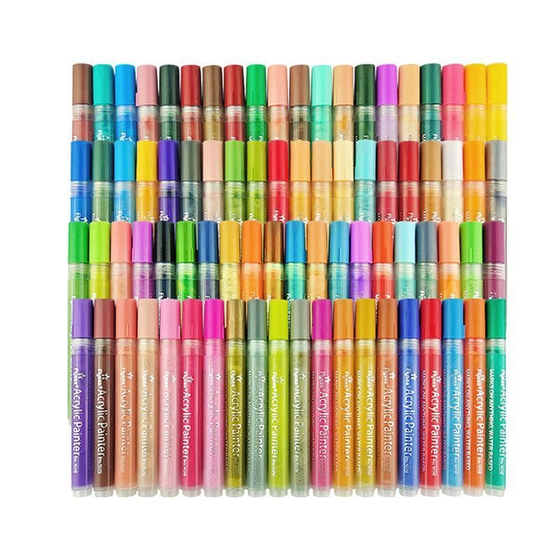 Flysea 12-80 Colours Acrylic Paint Pens Painting Stone Ceramic Glass Markers 0.7 - 80-Colour Set