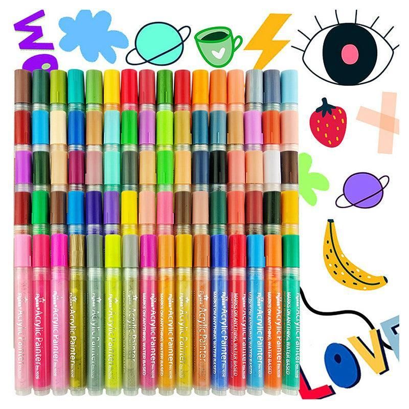 Flysea 12-80 Colours Acrylic Paint Pens Painting Stone Ceramic Glass Markers 0.7 - 80-Colour Set