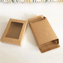 50PCS Kraft Paper Gift Boxes with PVC Window White Black Bakery Packaging Carton - L