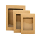 50PCS Kraft Paper Gift Boxes with PVC Window White Black Bakery Packaging Carton - S