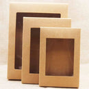 50PCS Kraft Paper Gift Boxes with PVC Window White Black Bakery Packaging Carton - XL