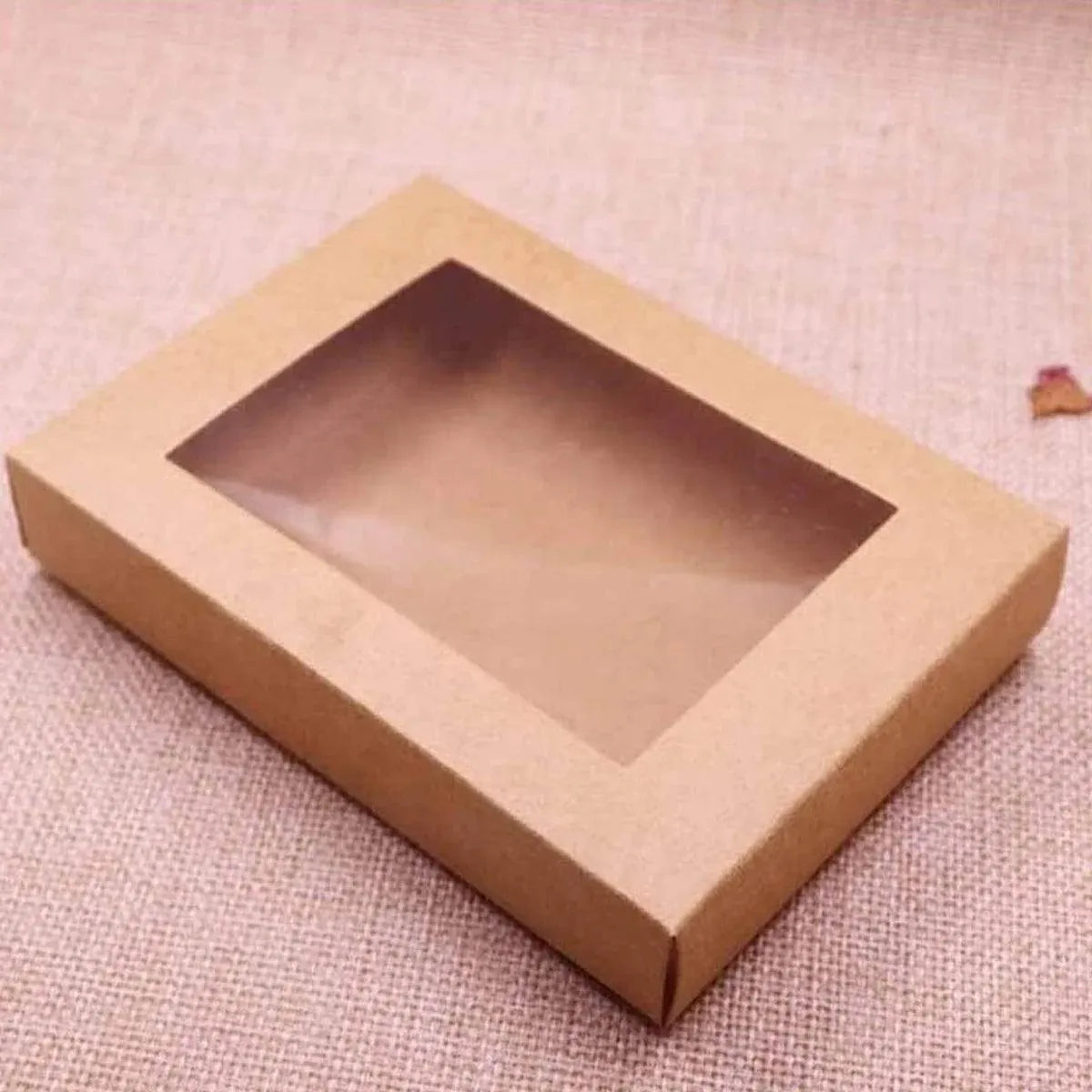 50PCS Kraft Paper Gift Boxes with PVC Window White Black Bakery Packaging Carton - XL