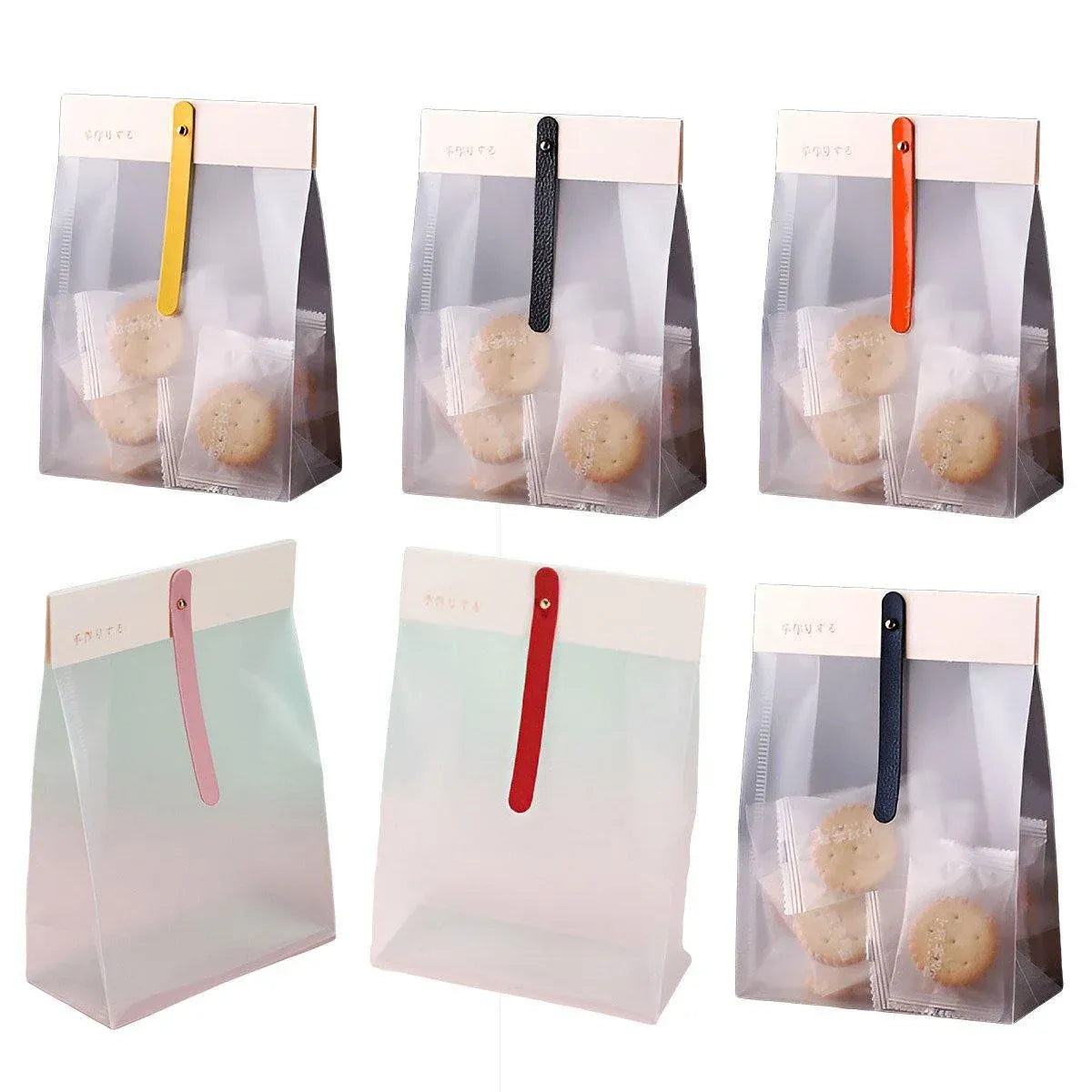 50pcs Transparent Snack Bags Biscuit Candy Bags Resealable Food Packaging - Pink