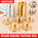 100pcs Round Gold Plastic Bakery Food Packaging Boxes for Cake Dessert Packaging