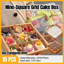 Clear Plastic Nine-grid Cake Box Pack of 10 Storage Containers High Quality - Khaki