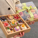 Clear Plastic Nine-grid Cake Box Pack of 10 Storage Containers High Quality - Khaki