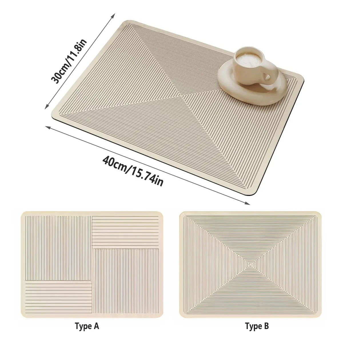 2PCS Kitchen Absorbent Pad Heat Insulation Mat Anti Slip Draining Pad Countertop - Type B