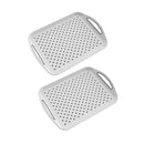 2PCS Rectangular Serving Tray Double Handle Non Slip TPR Kitchen Display Plate