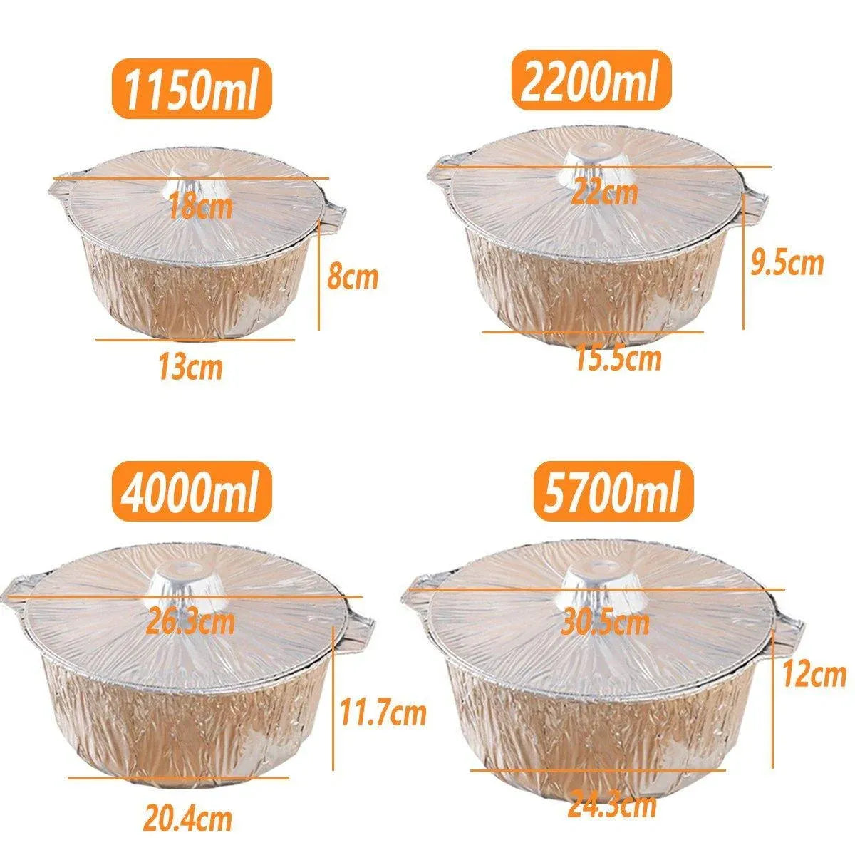 10PCS Duty Aluminum Foil Pots for Hotpot Camping Picnic Tinfoil field cutlery - 4000ml