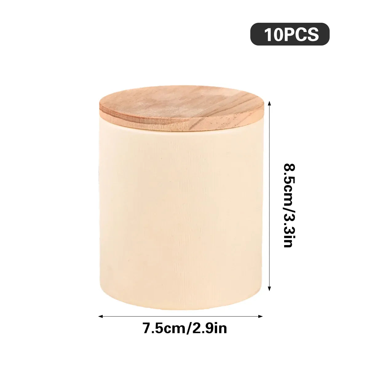 10PCS Round Tea Coffee Bean Paper Cans with Wooden Lids for Storage