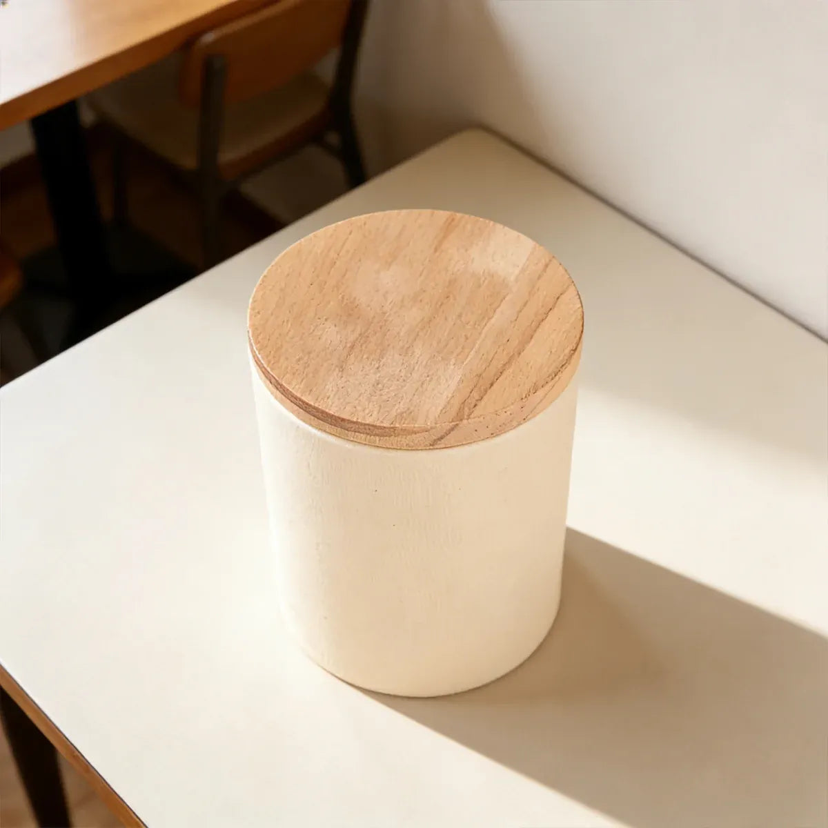 10PCS Round Tea Coffee Bean Paper Cans with Wooden Lids for Storage