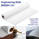 A1 Engineering Drawing Paper Rolls 80gsm 61cm x 50m for Architects Students Use
