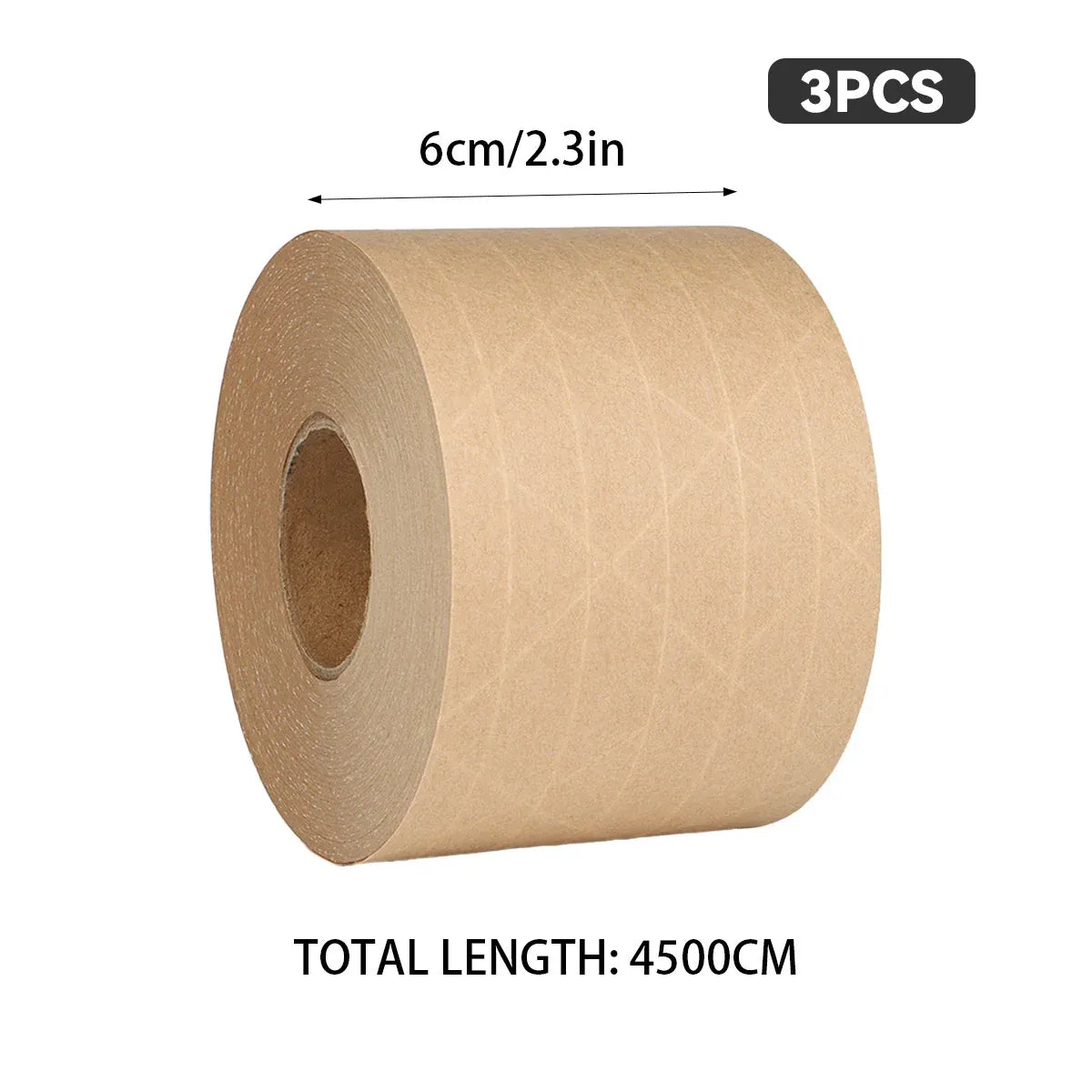 3 Rolls Wet Strength Kraft Paper Tape Easy to Tear Writeable