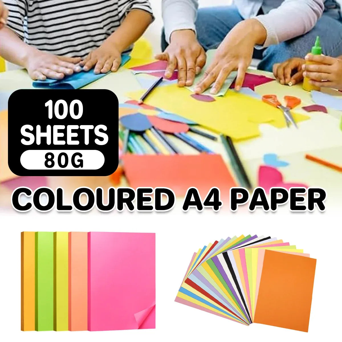A4 80gsm Coloured Paper Multi Color Pack Printer Paper for Craft School Use - Green