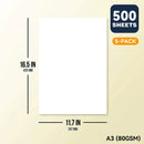 2500 Sheets A4/A3 Printing Paper Premium White No Ghosting for Home Office Use - A3