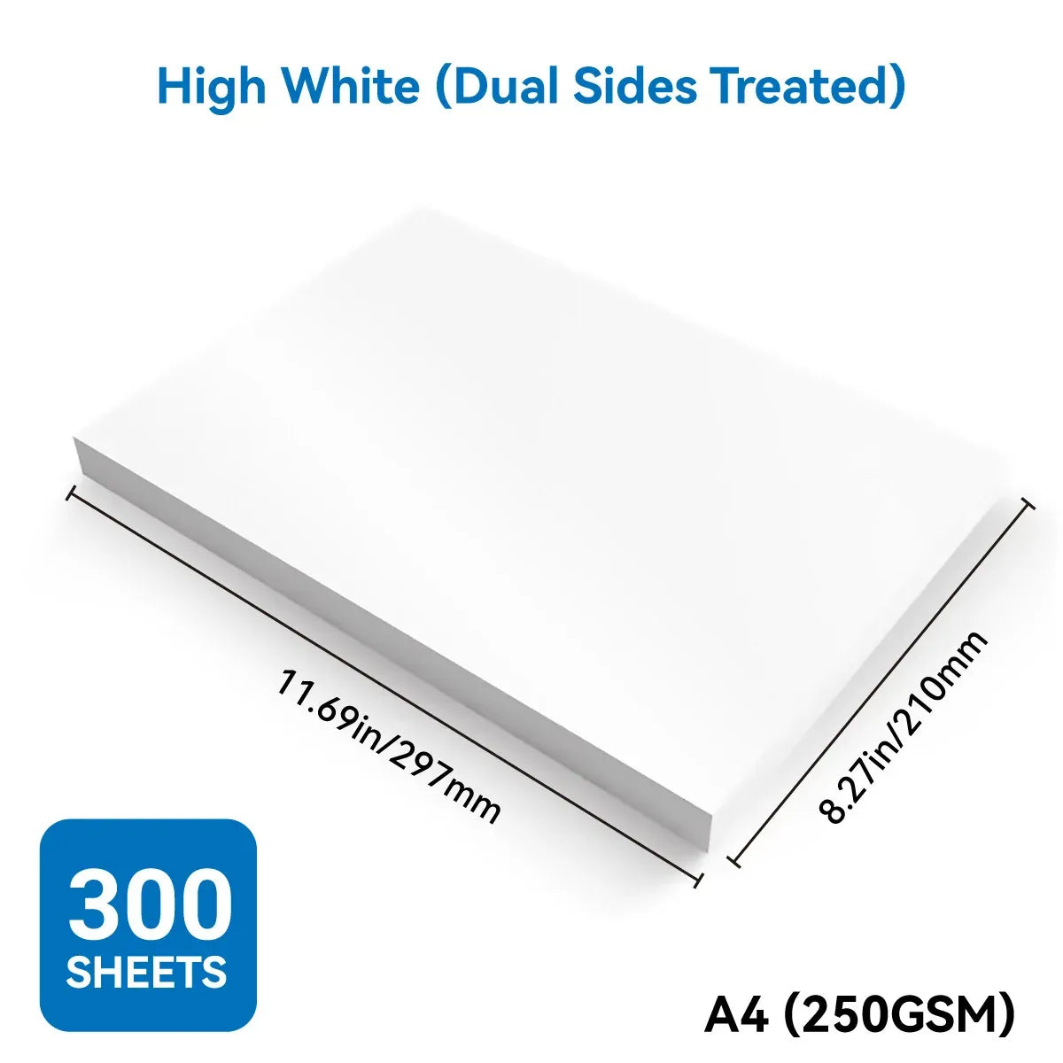 300 Sheets A4 Paper 250GSM Bright White Smooth Surface for Printer Painting Use