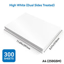 300 Sheets A4 Paper 250GSM Bright White Smooth Surface for Printer Painting Use