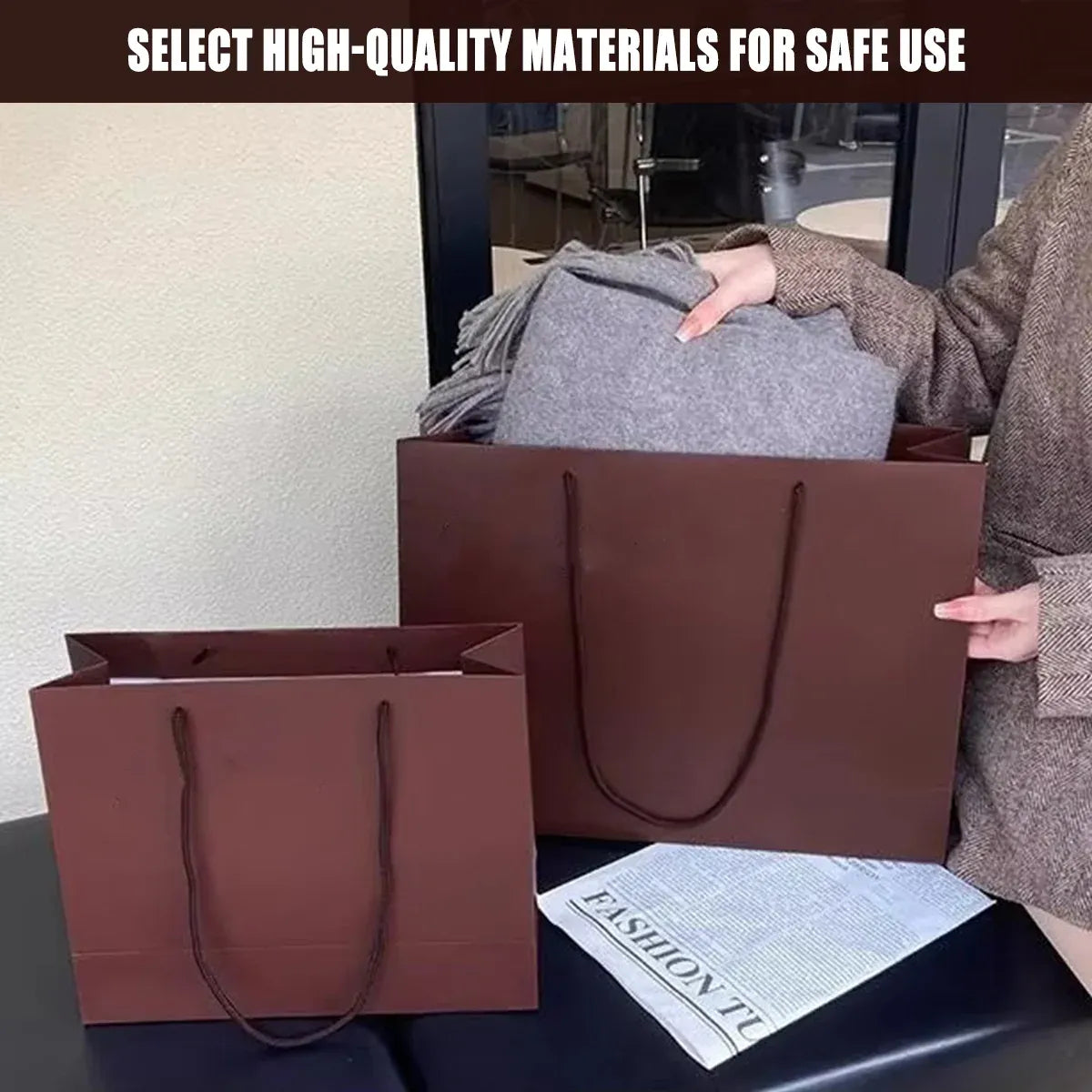 10PCS Clothing Gift Bags High-Quality Durable for Apparel Shopping Bag Packaging - M