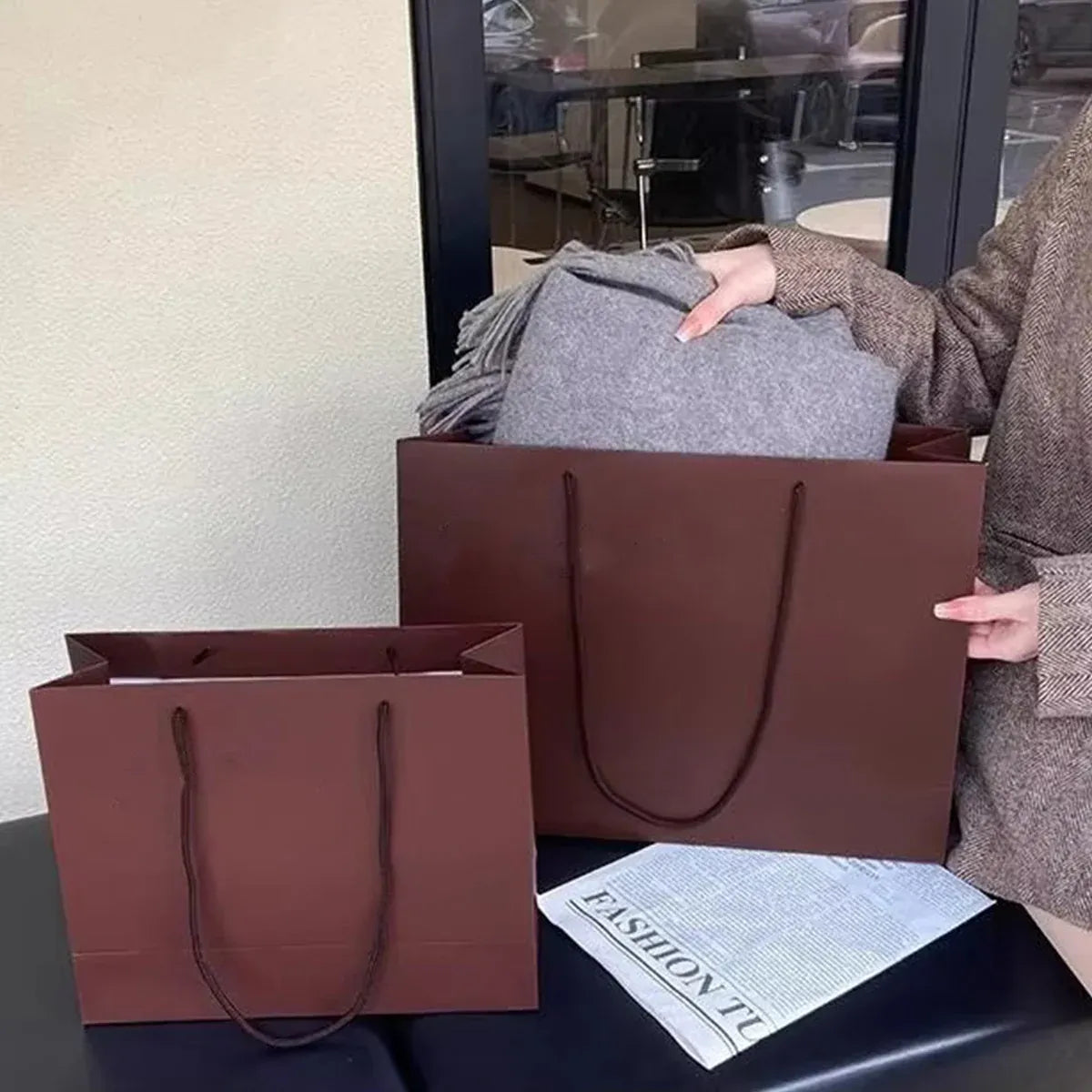 10PCS Clothing Gift Bags High-Quality Durable for Apparel Shopping Bag Packaging - M