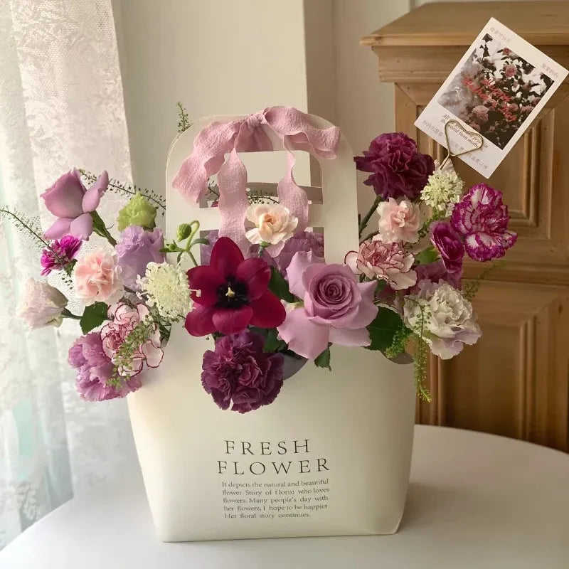 10PCS Handheld Kraft Paper Flower Bags for Bouquet Gift Wrapping - S
