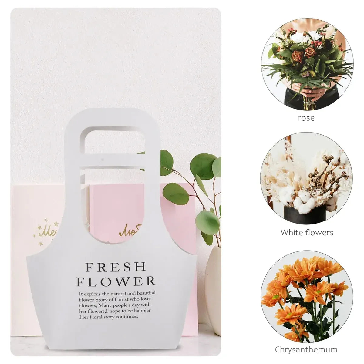 10PCS Handheld Kraft Paper Flower Bags for Bouquet Gift Wrapping - S