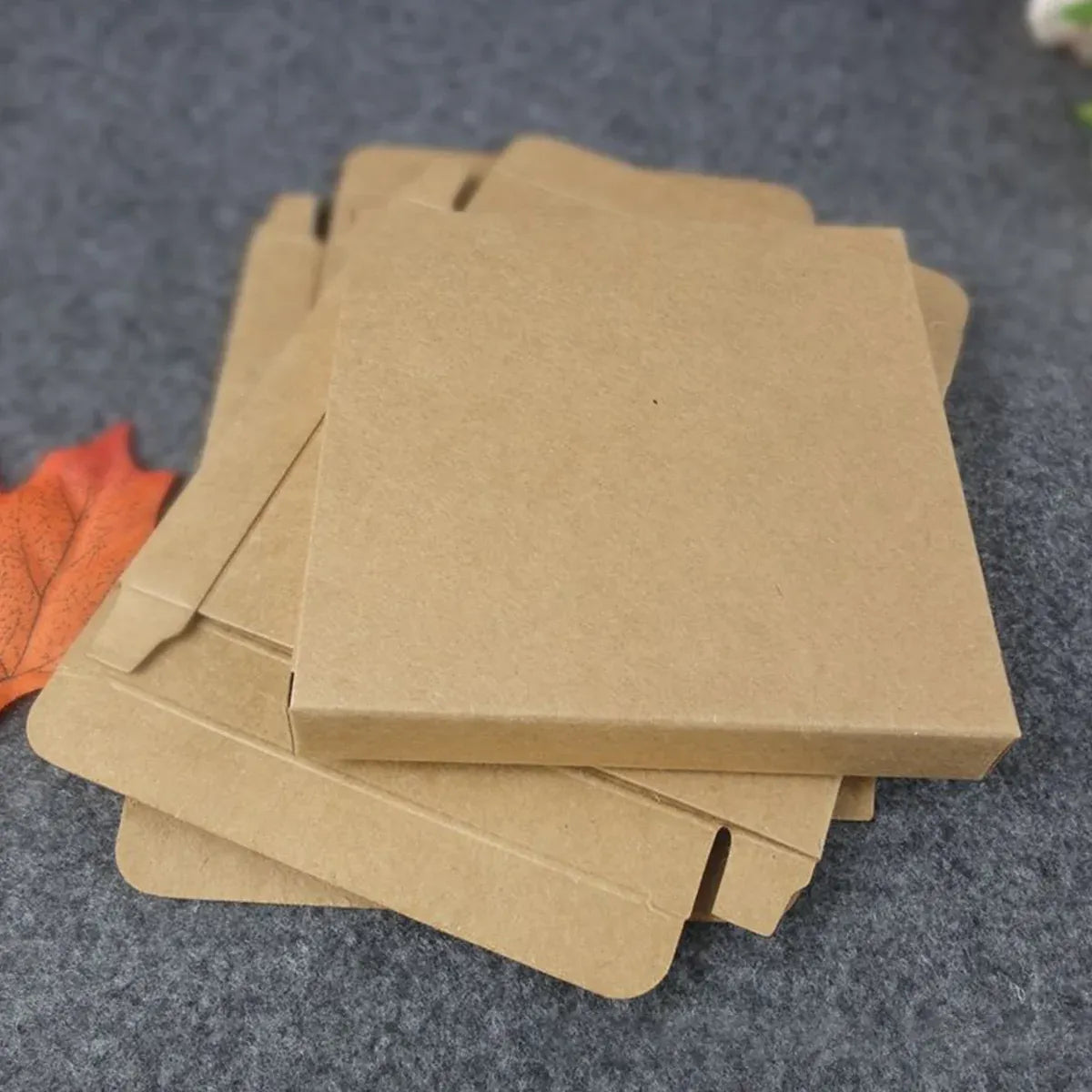 Kraft Paper Box 2 Sizes Brown 50Pcs Packaging Shipping Box Quick Folded Durable - 10x10x1.5cm