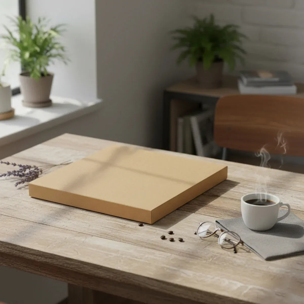 Kraft Paper Box 2 Sizes Brown 50Pcs Packaging Shipping Box Quick Folded Durable - 10x10x1.5cm