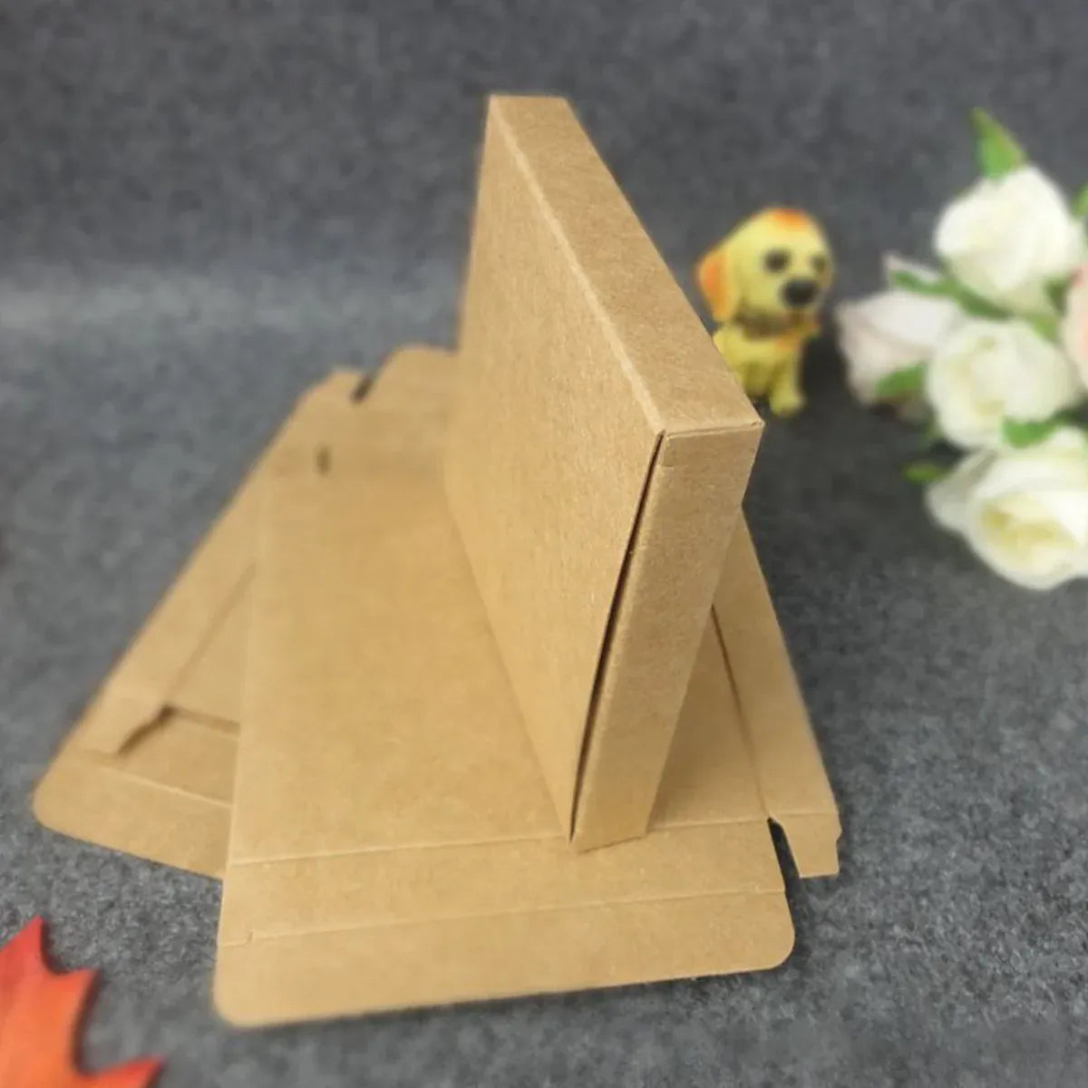 Kraft Paper Box 2 Sizes Brown 50Pcs Packaging Shipping Box Quick Folded Durable - 10x10x1.5cm