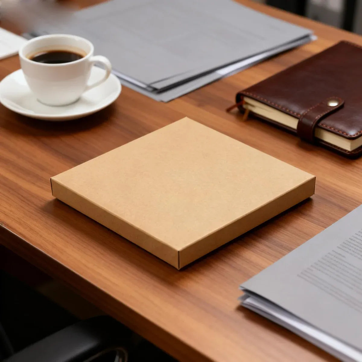 Kraft Paper Box 2 Sizes Brown 50Pcs Packaging Shipping Box Quick Folded Durable - 10x10x1.5cm