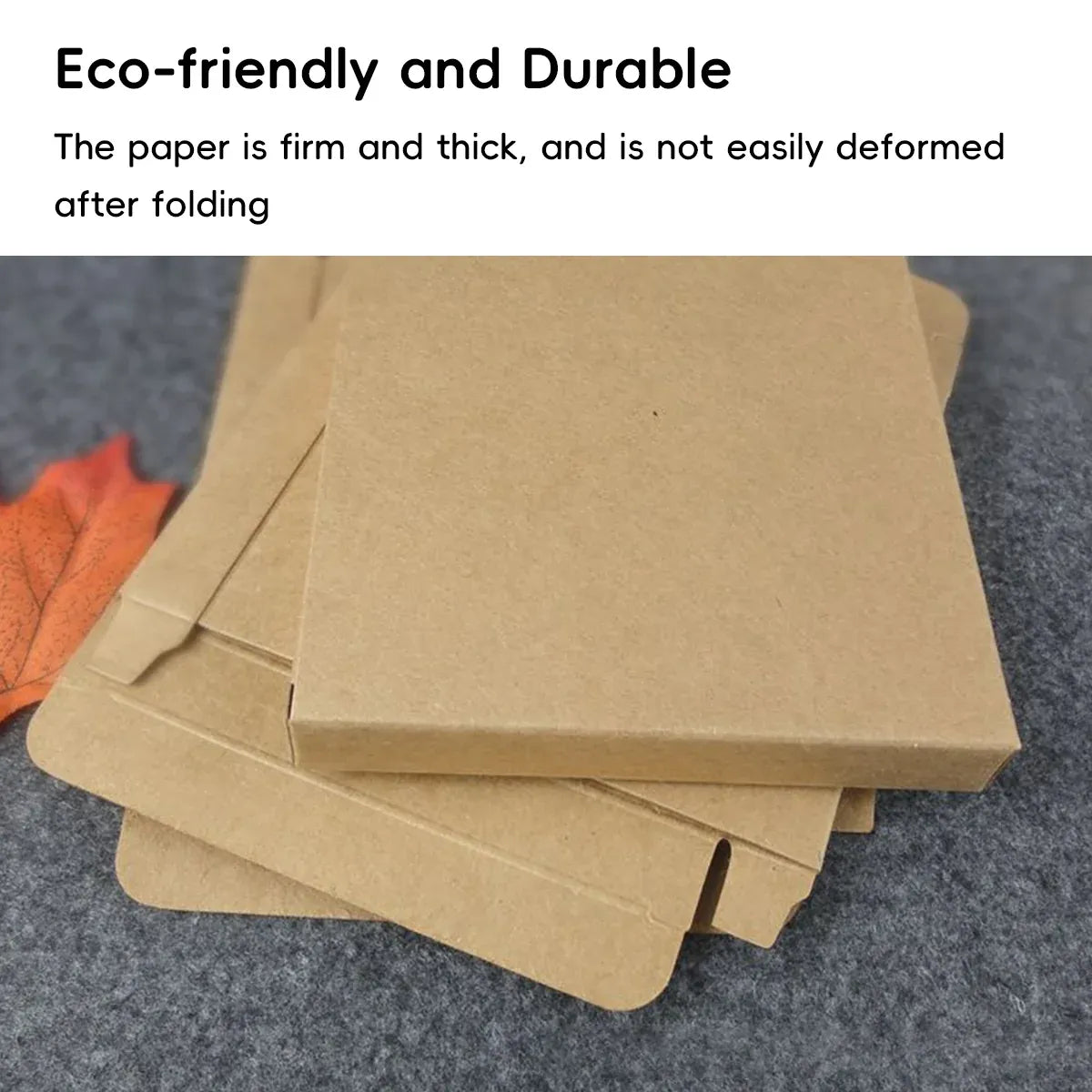 Kraft Paper Box 2 Sizes Brown 50Pcs Packaging Shipping Box Quick Folded Durable - 10x10x1.5cm