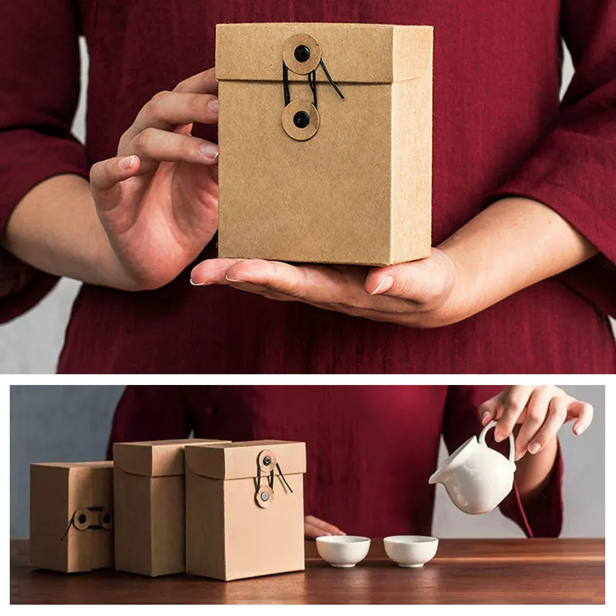Kraft Paper Gift Boxes 2 Sizes for Packaging Wedding Party Favors Small Items - M