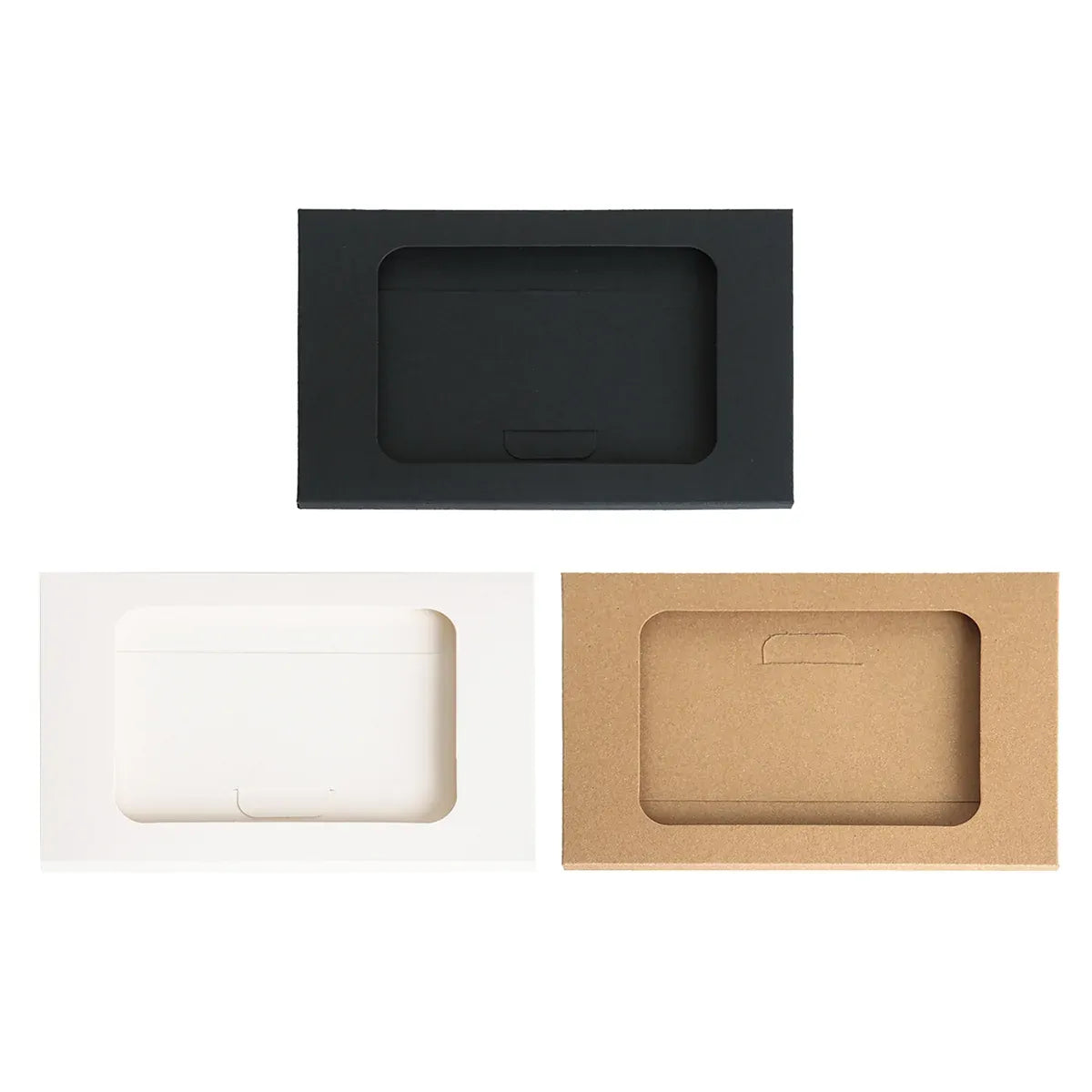 100PCS Windowed Postcard Mailing Box Cardboard Envelope for Packaging Craft Use - Black