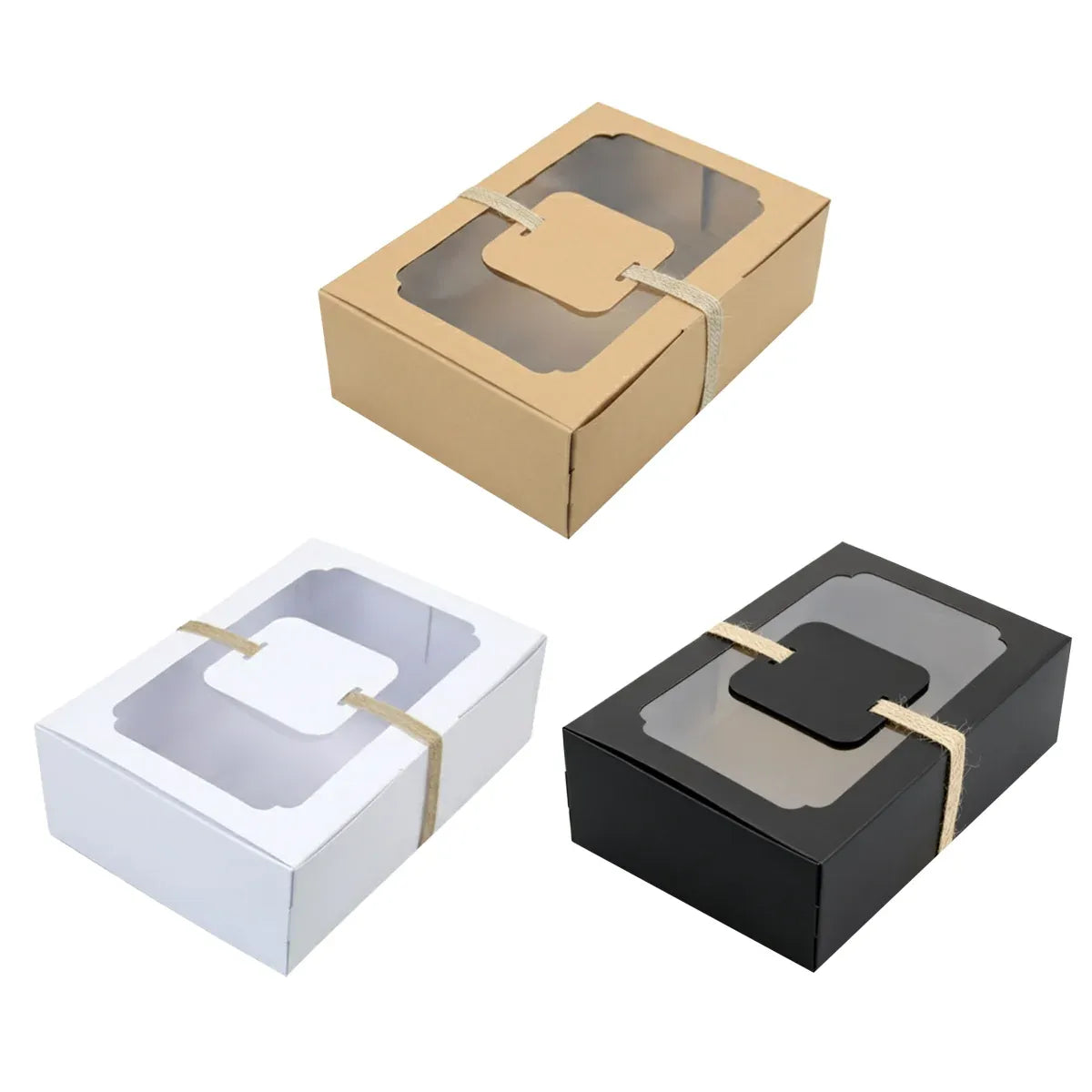 24PCS Kraft Candy Box with Clear Window Easy to Assemble Durable Gift Boxes - Black