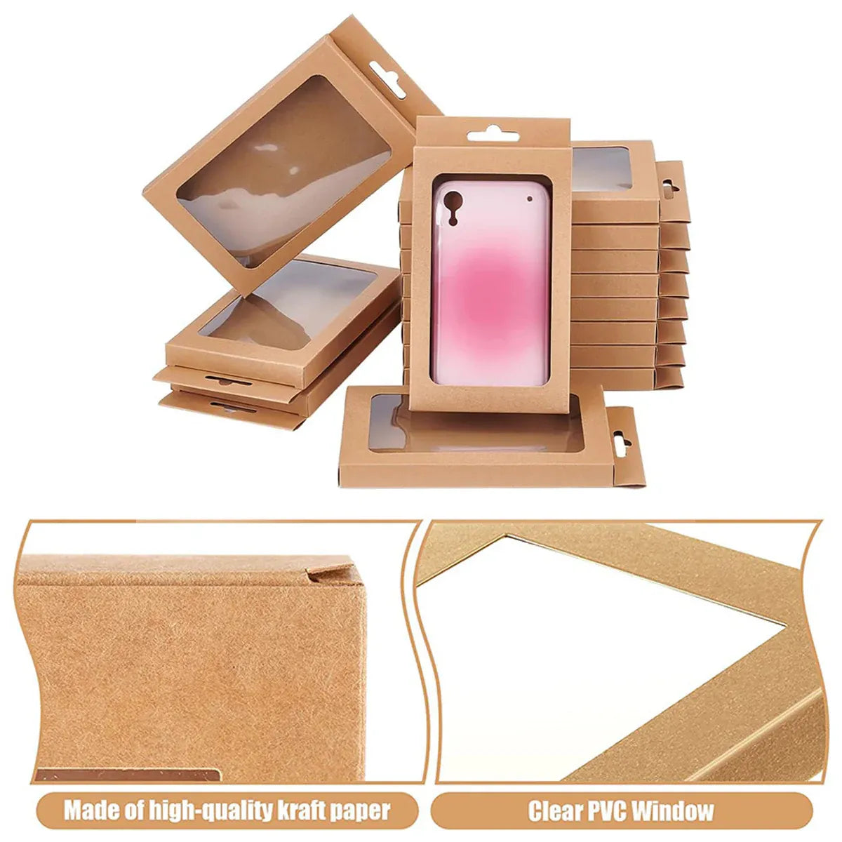50PCS Gift Packaging Boxes Durable Clear Window for Gift Packaging Presentation - Black
