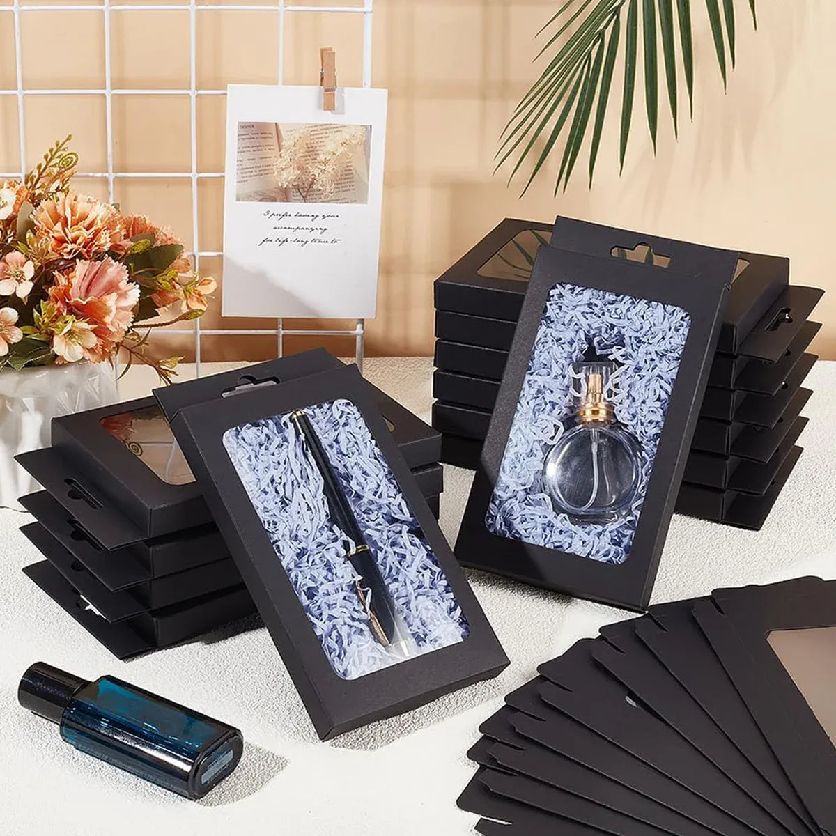 50PCS Gift Packaging Boxes Durable Clear Window for Gift Packaging Presentation - Black