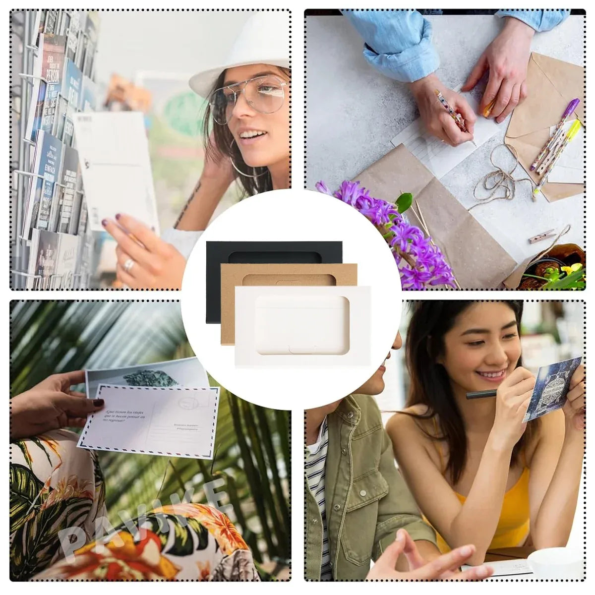 100PCS Windowed Postcard Mailing Box Cardboard Envelope for Packaging Craft Use - Kraft