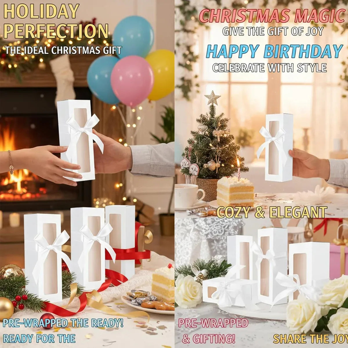 20PCS Cup Gift Boxes Sturdy with Clear Window Aesthetic for Coffee Cup Packaging - Kraft