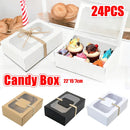 24PCS Kraft Candy Box with Clear Window Easy to Assemble Durable Gift Boxes - Kraft