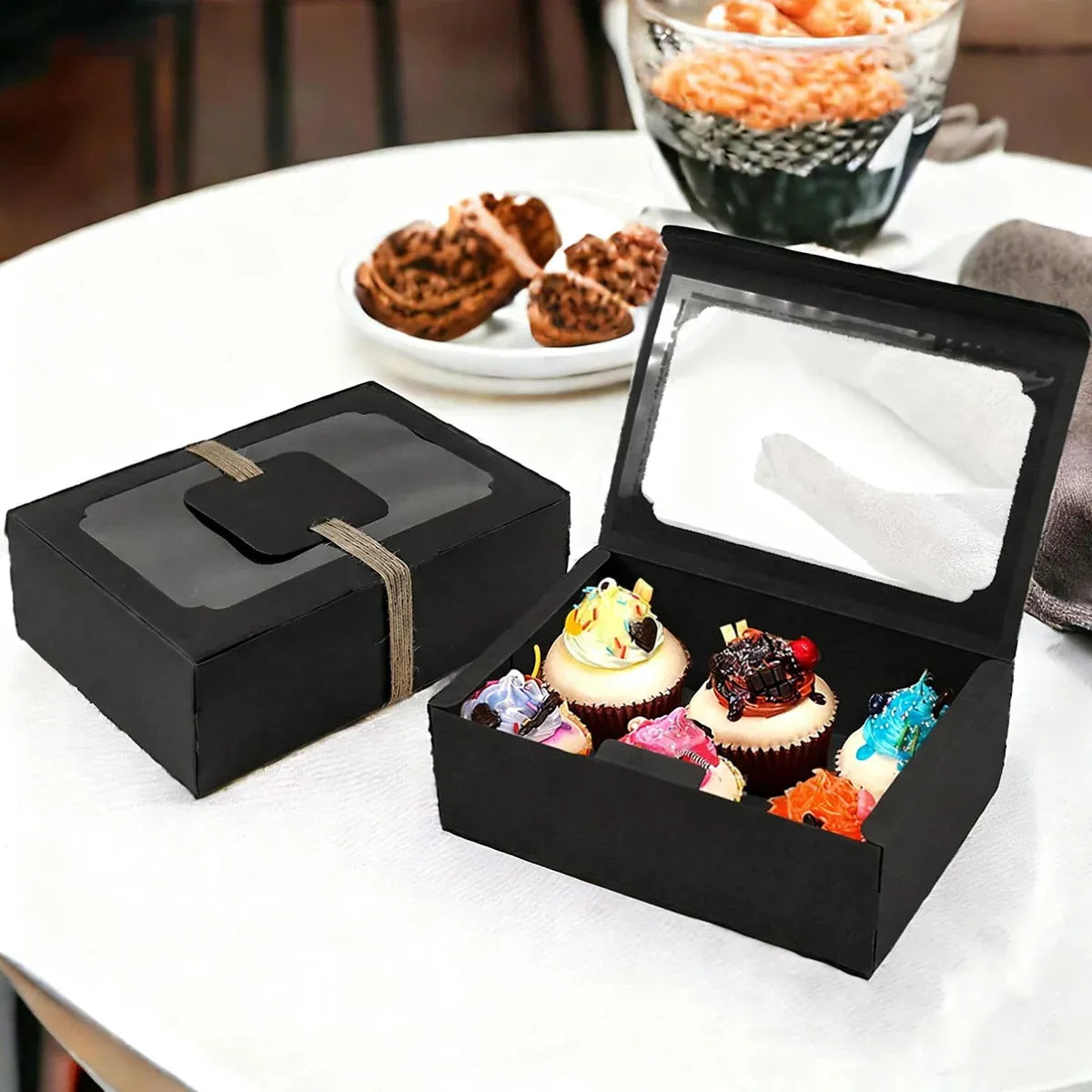 24PCS Kraft Candy Box with Clear Window Easy to Assemble Durable Gift Boxes - Kraft