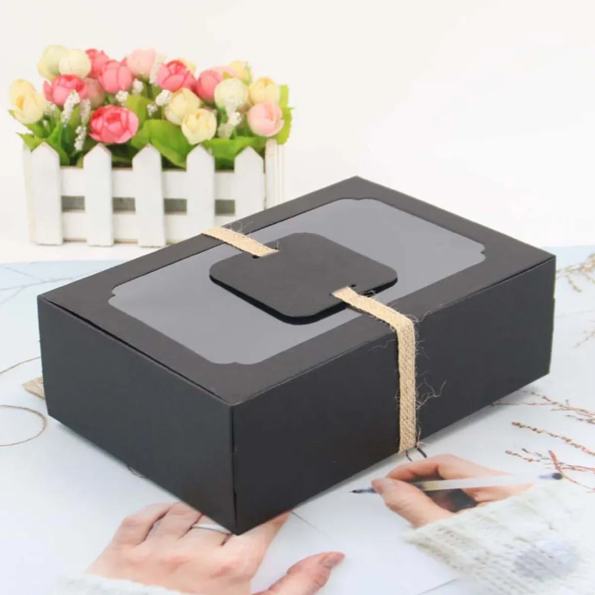 24PCS Kraft Candy Box with Clear Window Easy to Assemble Durable Gift Boxes - Kraft
