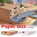 3PCS Kraft Paper Storage Box Office Desk Organizer File Document Storage Use - Kraft