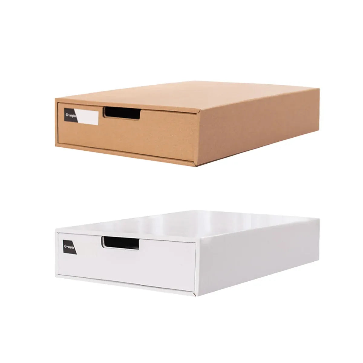 3PCS Kraft Paper Storage Box Office Desk Organizer File Document Storage Use - Kraft