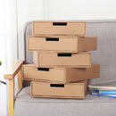 3PCS Kraft Paper Storage Box Office Desk Organizer File Document Storage Use - Kraft