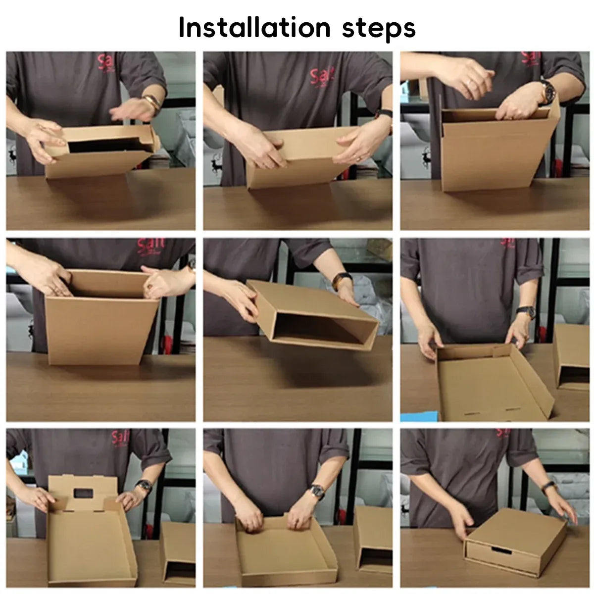 3PCS Kraft Paper Storage Box Office Desk Organizer File Document Storage Use - Kraft