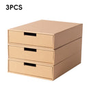 3PCS Kraft Paper Storage Box Office Desk Organizer File Document Storage Use - Kraft