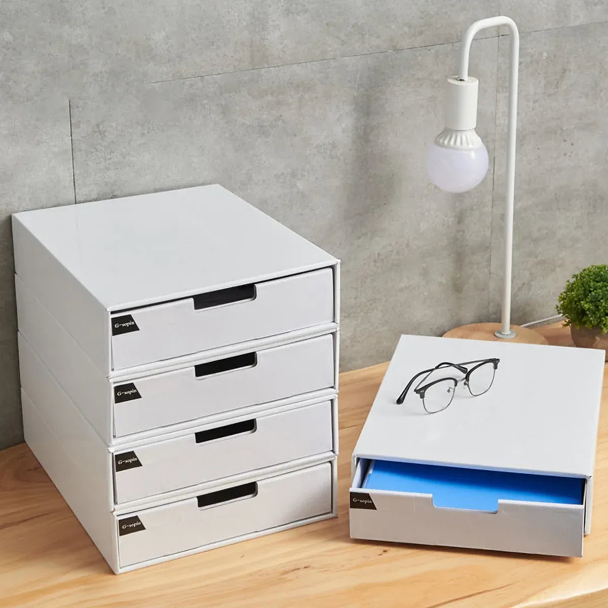 3PCS Kraft Paper Storage Box Office Desk Organizer File Document Storage Use - Kraft