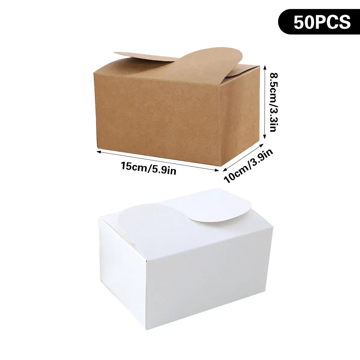 50PCS Foldable Gift Paper Boxes 15x10x8.5cm Khaki White for Party Wedding Use - Khaki