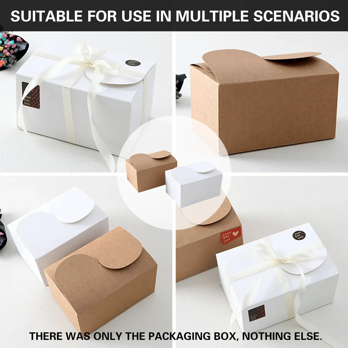 50PCS Foldable Gift Paper Boxes 15x10x8.5cm Khaki White for Party Wedding Use - Khaki
