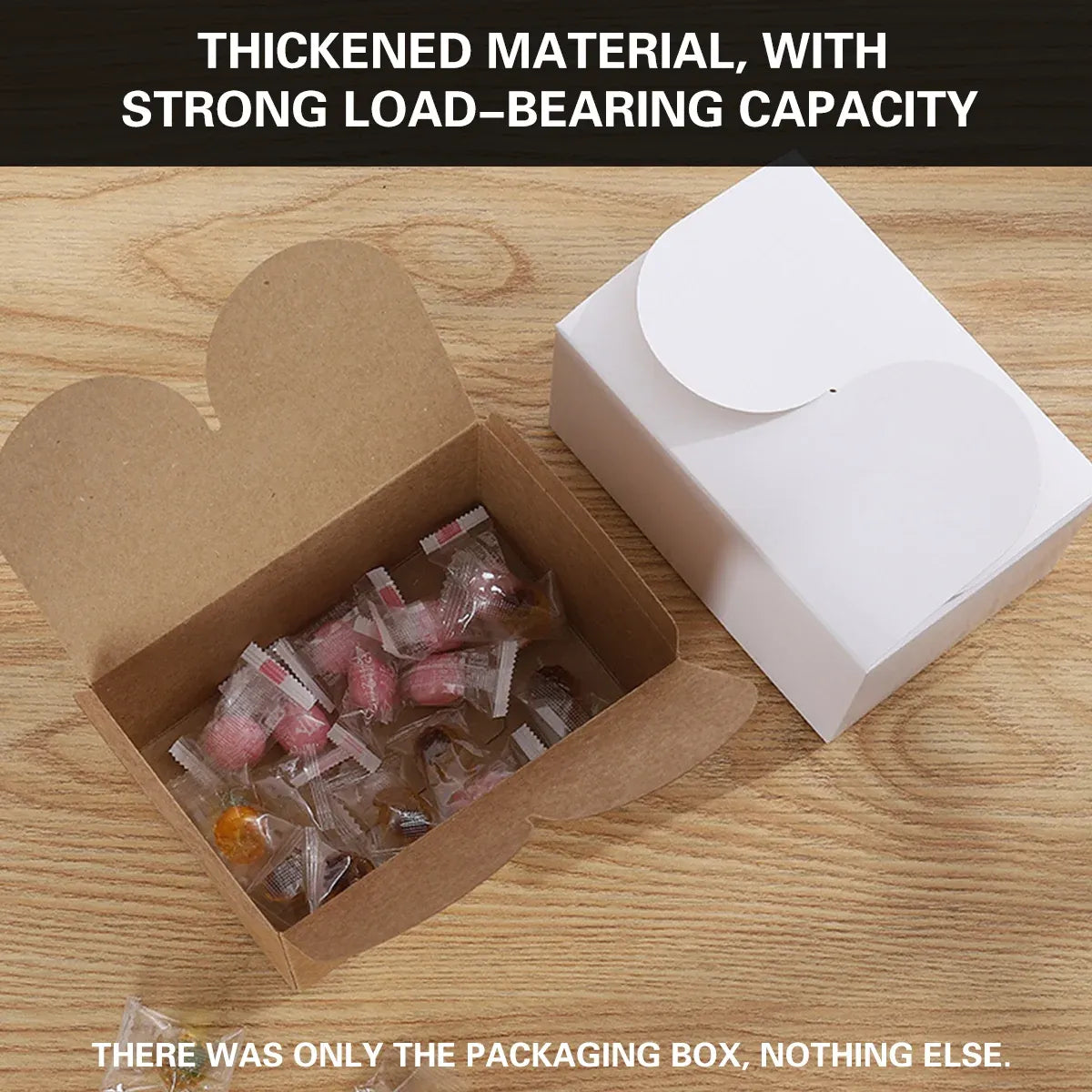 50PCS Foldable Gift Paper Boxes 15x10x8.5cm Khaki White for Party Wedding Use - Khaki