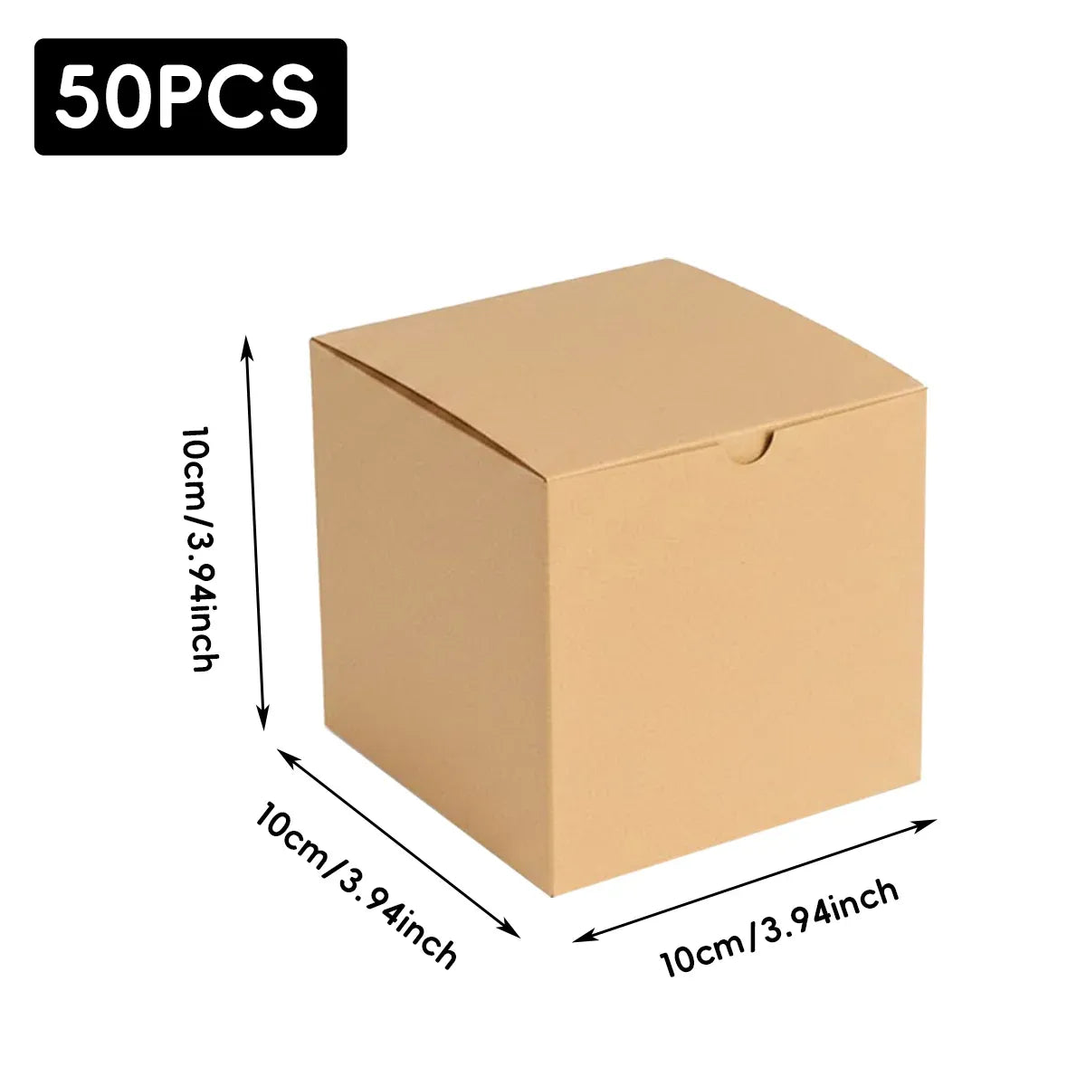 Kraft Gift Boxes 50pcs 10x10x10cm Party Favour Packaging Paper Boxes - Kraft